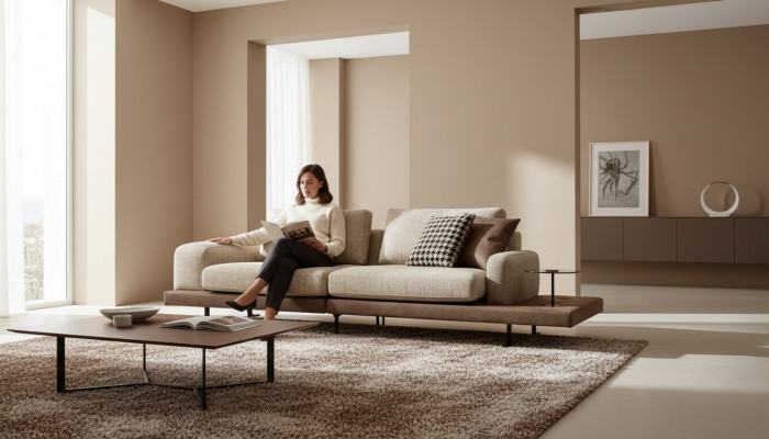 Czteroosobowy schowek w salonie tapicerowana sofa Włókienniczy kanapa w nowoczesnym stylu