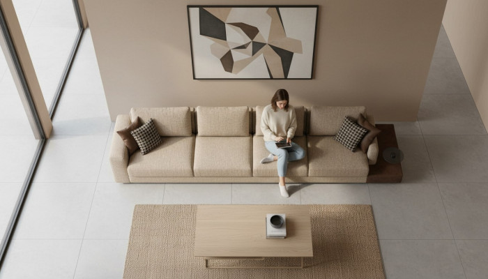 Sofa 6 miejsce do siedzenia Kanapa Podkładka Włókienniczy Luksusowy Salon Nowoczesne Meble Material