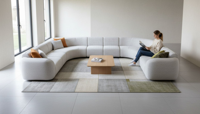 Sofa Kształt U Luksusowy Projekt Salonu Nowoczesne Włókienniczy Żywy krajobraz Couch