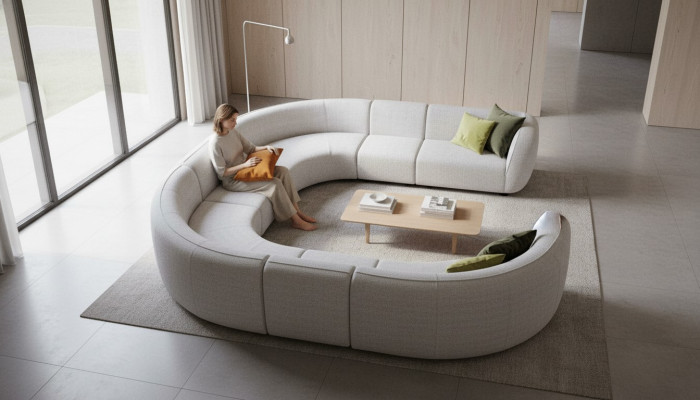 Żywy krajobraz Siedzisko Krajobraz Narożnikowa kanapa Sofa Beżowa Nowoczesne Meble Couch
