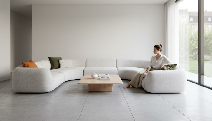 Półokrągły Salon Kształt U Sofa Designerskie Meble Włókiennicze Narożne sofy Stylowe