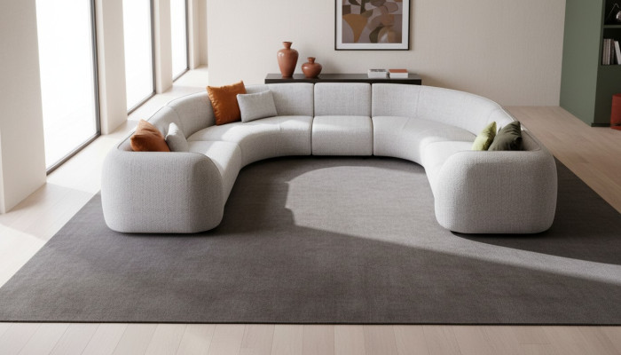 Półokrągły Salon Kształt U Sofa Designerskie Meble Włókiennicze Narożne sofy Stylowe