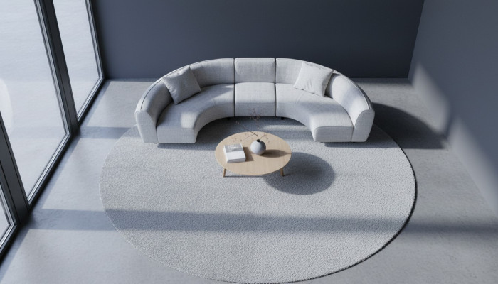Półokrągły Narożnik Szary Zestaw Włókienniczy Sofy Kształt U Couch Modern New
