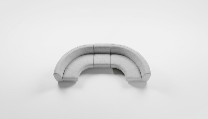 Półokrągły Narożnik Szary Zestaw Włókienniczy Sofy Kształt U Couch Modern New