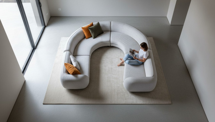 Graunes Narożnikowa kanapa Kształt U Nowoczesna tapicerowana kanapa do salonu, designerska sofa