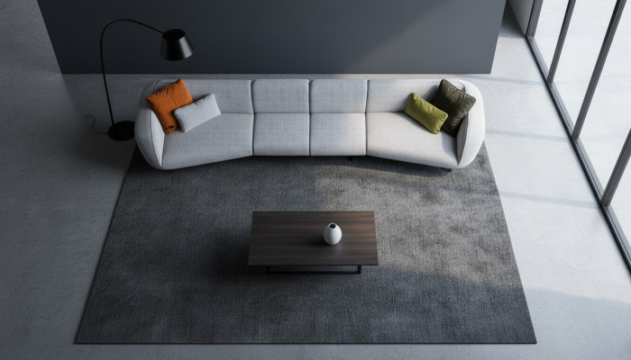 Szara sześcioosobowa kanapa do salonu tapicerowana sofa luksusowe designerskie meble