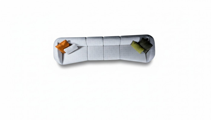 Szara sześcioosobowa kanapa do salonu tapicerowana sofa luksusowe designerskie meble