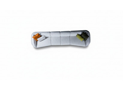 Szara sześcioosobowa kanapa do salonu tapicerowana sofa luksusowe designerskie meble