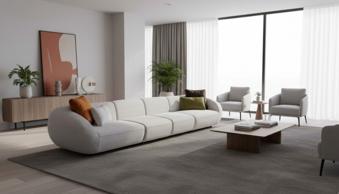 Szary Żywy krajobraz Sześcioosobowa Podkładka tekstylna sofa narożna Modern