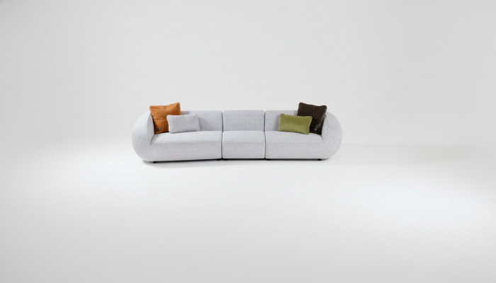 Szara sofa luksusowa pięcioosobowa kanapa do salonu designerskie meble tapicerowane