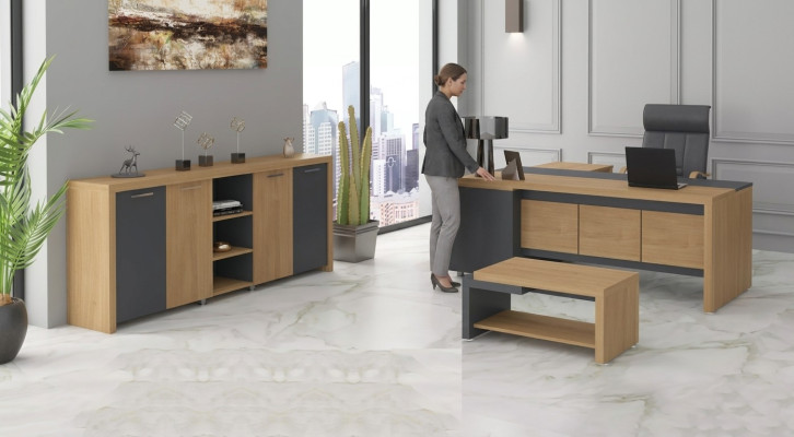 Meble biurowe Biurko Kredens stolik kawowy Luxury Meble 3-częściowy