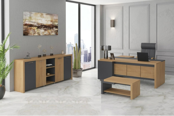 Meble biurowe Biurko Kredens stolik kawowy Luxury Meble 3-częściowy