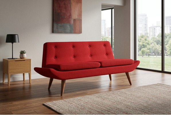 Czerwona dwumiejscowa designerska luksusowa sofa tapicerowana Meble