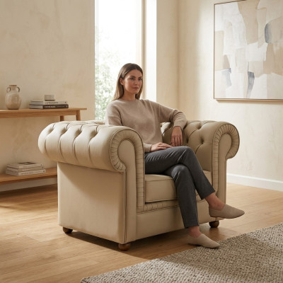 Chesterfield Fotel luksusowe meble biurowe jednomiejscowe tapicerowane Fotel Modern