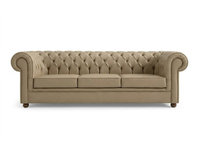 Beżowy Chesterfield Trzyosobowa Sofa Biurowa Sofy Tapicerowane Luksusowe Meble