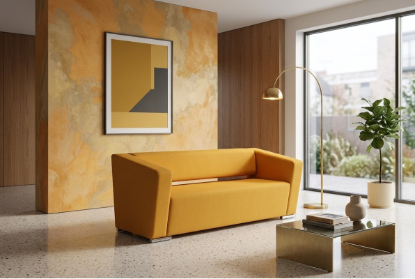 Pomarańczowa, trzyosobowa kanapa do nauki, luksusowa sofa tekstylna
