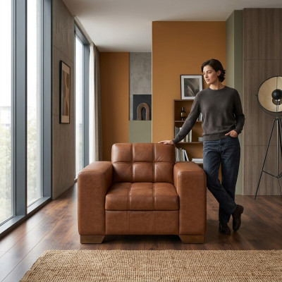 Braun Fotel Nowoczesny design Siedziba Gabinet Nowy Fotel Tapicerowany