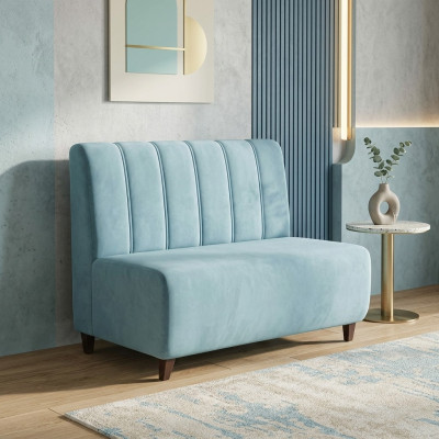 Niebieska dwumiejscowa sofa do nauki, tekstylna kanapa, nowoczesne meble do siedzenia