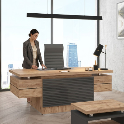 Drewniane biurko designerskie meble biurowe nowoczesny design drewniane stoły