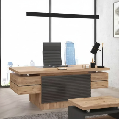 Drewniane biurko designerskie meble biurowe nowoczesny design drewniane stoły