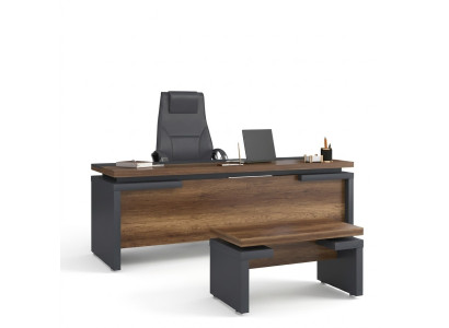 Brązowe Szare Biurko 220x90cm Luksusowe Biurko Gabinetowe Tabela