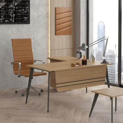Meble biurowe drewniane Biurko narożne Designerski stół roboczy Biuro Tabela