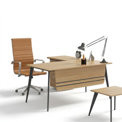 Meble biurowe drewniane Biurko narożne Designerski stół roboczy Biuro Tabela