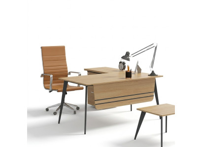 Meble biurowe drewniane Biurko narożne Designerski stół roboczy Biuro Tabela
