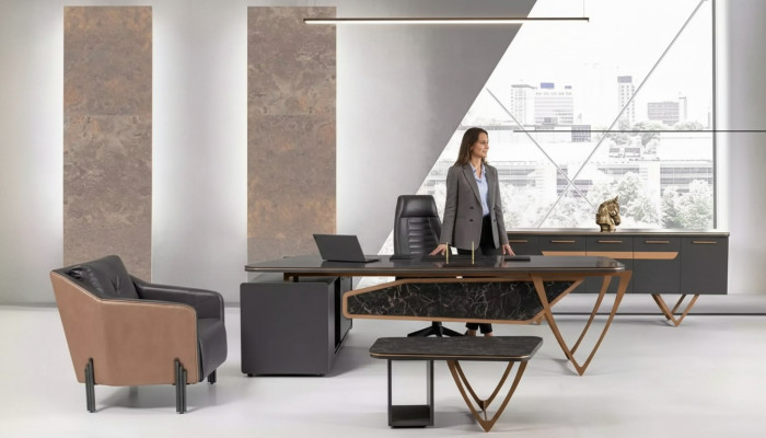 Designerskie meble biurowe Biurko klasy luksusowej Biurko narożne 3-częściowe