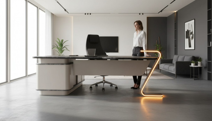Biurko podświetlane LED Design Tabela Meble biurowe stoły 250cm