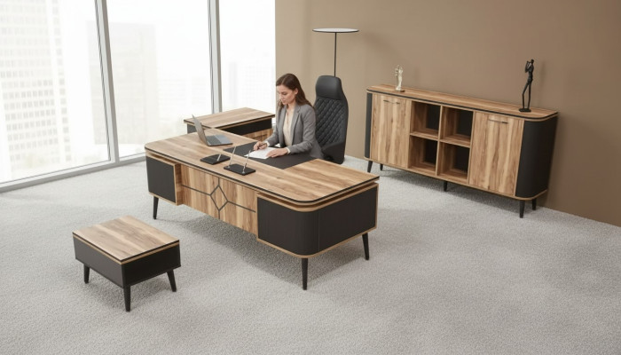 Drewno Biurko Gabinet Meble Designerskie Meble 220x90 Tabela