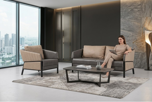 Szara Sofa 2 miejsce do siedzenia Nowoczesna kanapa Meble biurowe Sofa tapicerowana Designer