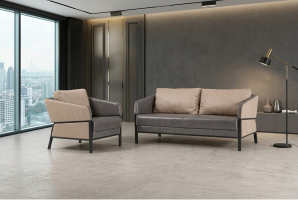 Szara Sofa 2 miejsce do siedzenia Nowoczesna kanapa Meble biurowe Sofa tapicerowana Designer