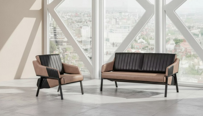 Designerski Beżowy Zestaw sofowy dwumiejscowy Fotel Couch Ustawić Podkładkę 2+1