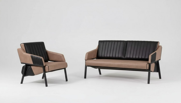 Designerski Beżowy Zestaw sofowy dwumiejscowy Fotel Couch Ustawić Podkładkę 2+1
