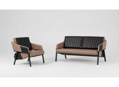 Designerski Beżowy Zestaw sofowy dwumiejscowy Fotel Couch Ustawić Podkładkę 2+1
