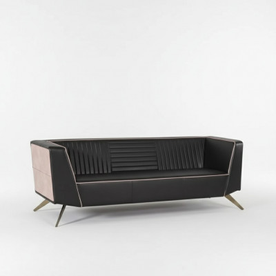 Designerska czarna tapicerowana sofa z tkaniny Meble do nauki Meble biurowe Kanapa