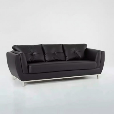 Czarna Kanapa Trzyosobowa Luksusowe Meble Nowoczesna Sofa Podkładka Skórzana Kanapa