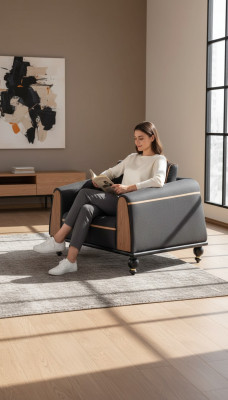 Designerski Fotel Nowe Meble Czarny Siedziba Gabinet Luksusowy Fotel Tapicerowany