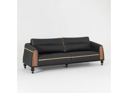 Czarna designerska sofa do gabinetu w stylu nowoczesnej trzyosobowej kanapy