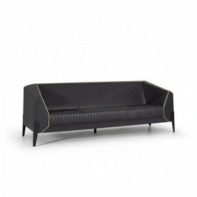 Czarna skórzana sofa Meble biurowe Salon Nowa kanapa Luksusowe sofy tapicerowane