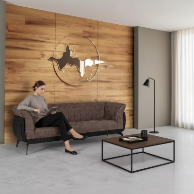 Brązowa trzyosobowa sofa do nauki Luksusowa designerska kanapa biurowa