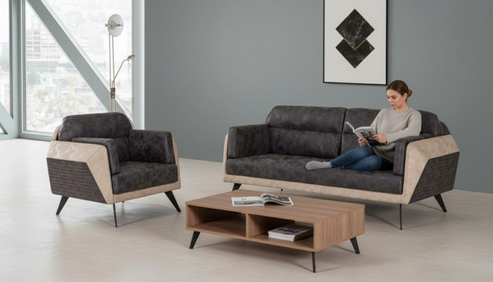 Nowoczesny Zestaw sofowy trzyosobowa kanapa Fotel Meble z tkaniny nowy design 3+1