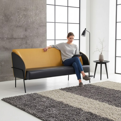 Nowoczesna sztuczna skóra Sofa 3 miejsce do siedzenia Gabinet Włókienniczy Podkładka Meble Design