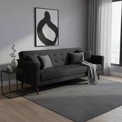 Czarny Sofa 3 miejsce do siedzenia Gabinet Włókienniczy Meble Couch Podkładka Materiał