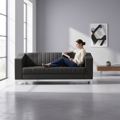 Nowoczesna trzyosobowa kanapa tapicerowana w kolorze czarnym Study Meble Luxury