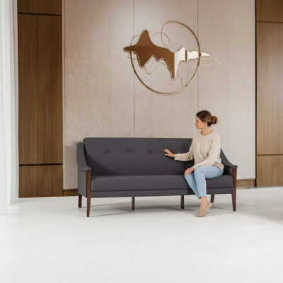 Ciemnoszara designerska sofa trzyosobowa Meble tapicerowane meble biurowe