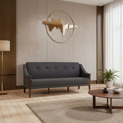 Ciemnoszara designerska sofa trzyosobowa Meble tapicerowane meble biurowe
