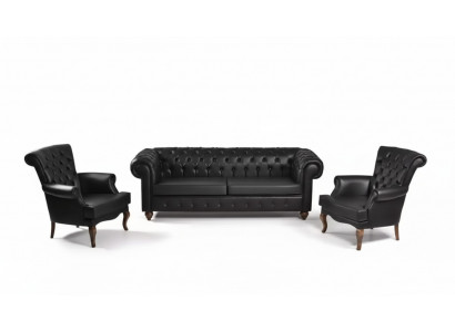 Zestaw sofowy Black Chesterfield Kompletny zestaw mebli biurowych Modern Meble