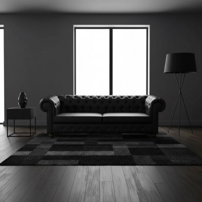 Trzyosobowa kanapa biurowa Black Chesterfield luksusowe miejsce do siedzenia